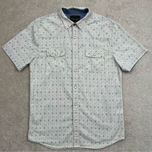 Threadgrit Shirt Adult Small Beige Button Up Pearl Snap Western Style Casual Men